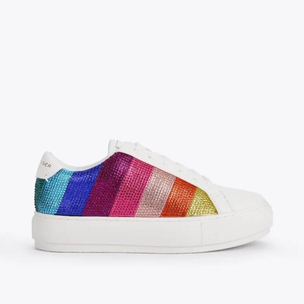Kurt Geiger White Sneakers with Rainbow Stripes